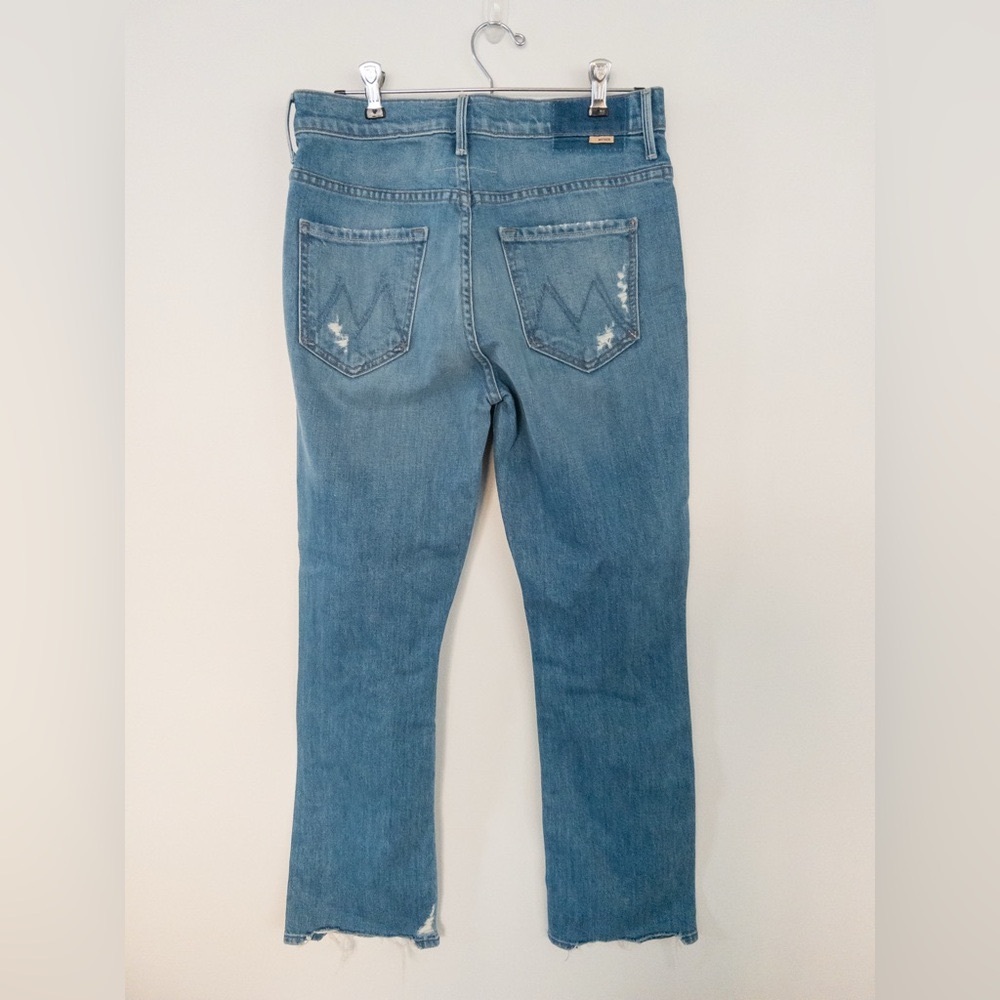 MOTHER Denim Insider Ankle Jeans Distressed Chew Hem in Destroyed Bills Size 28 - Picture 9 of 14
